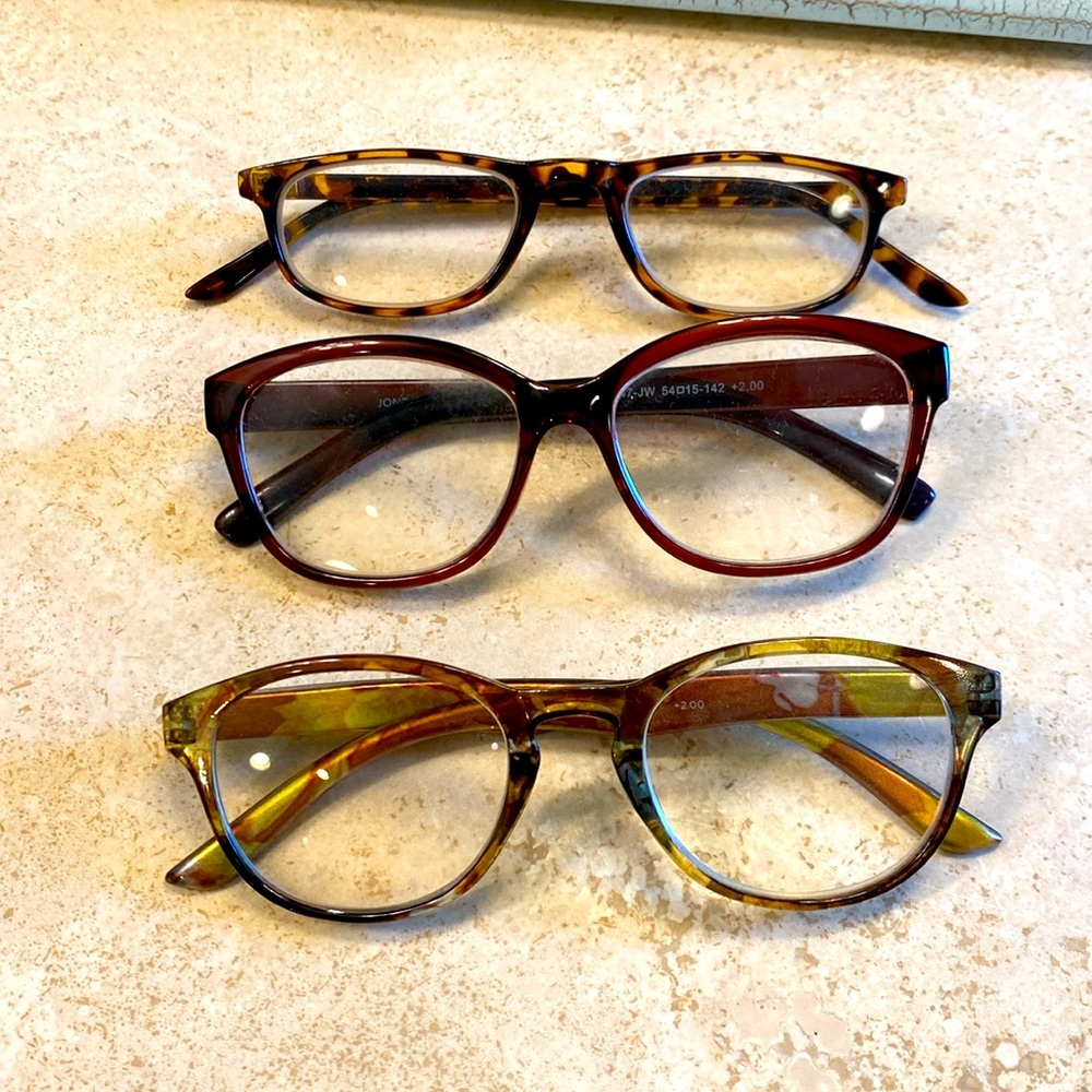 3 pair of reader glasses
